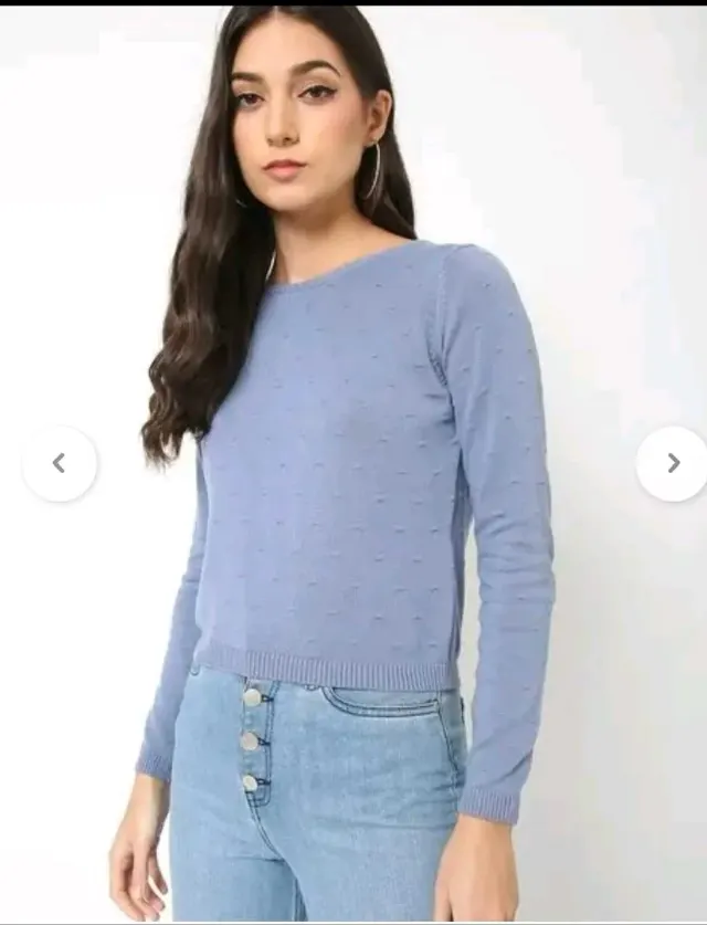 ONLY Powder Blue Textured Knit Long Sleeve Top (Size 42)