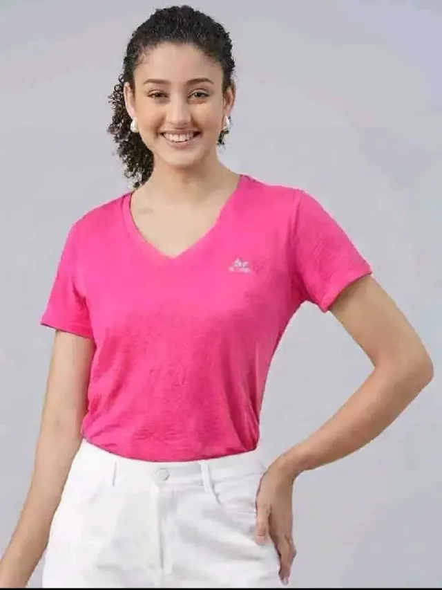 Adidas Pink V-Neck T-Shirt