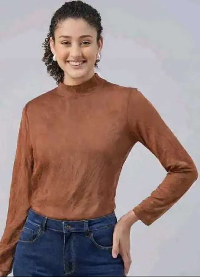 KIABI Brown Mock Neck Top