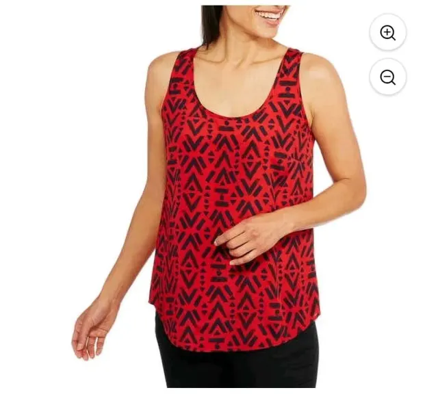 Red & Black Print Tank Top  