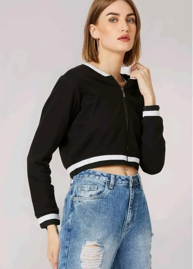 Bomber Jacket Black Cropped