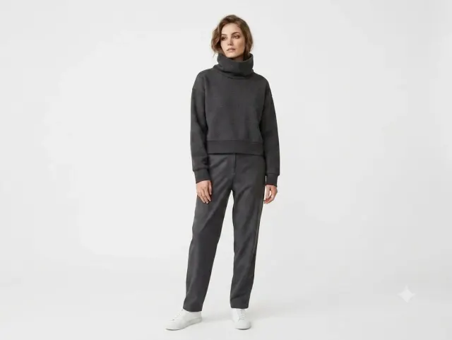 Zara Charcoal Grey High-Neck Sweatshirt