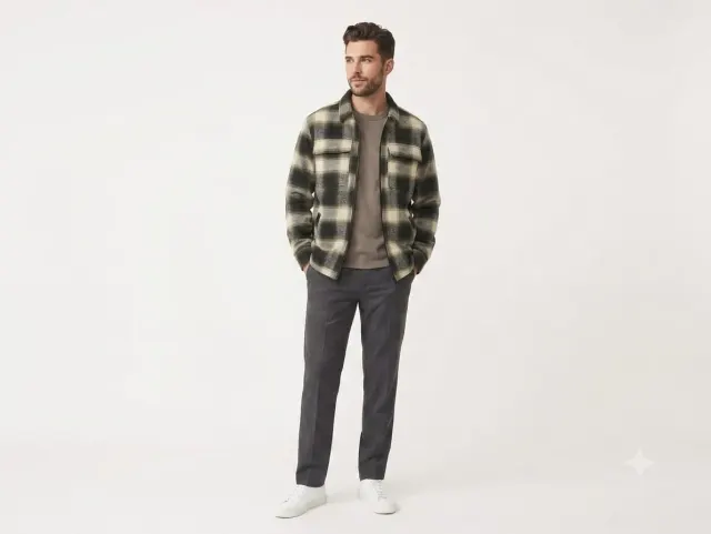 Police Plaid Zip-Front Shirt Jacket