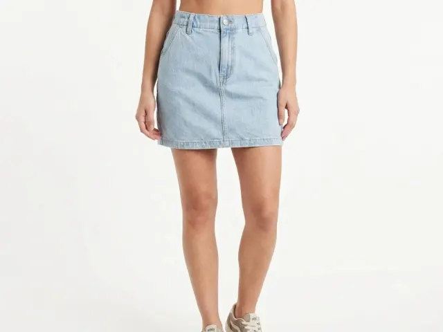Hollister Ultra High-Rise Light Wash Denim Mini Skirt (Size W24)