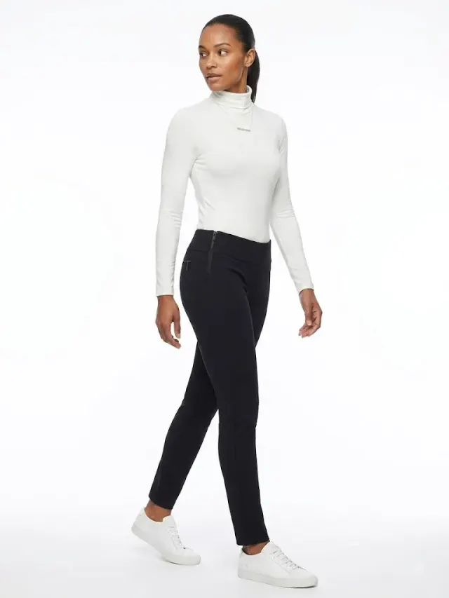 ZARA Trafaluc Women's Black Mid-Rise Skinny Ankle Pants with Exposed Zip