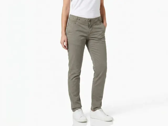 Diesel Women's Vintage Low-Rise Utility Pants with Grommet Waistband – Olive Green