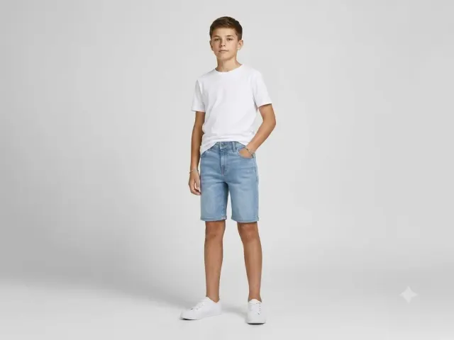 JACK & JONES Junior Boys Light Blue Washed Regular Fit Denim Shorts (13-14 Years)