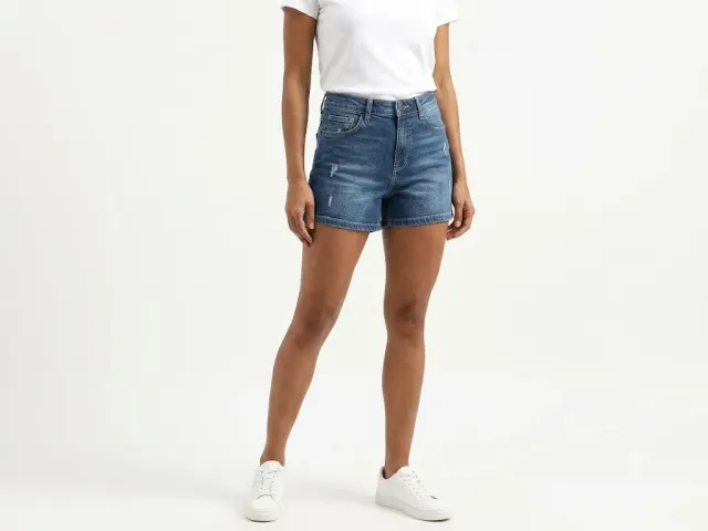 Pepe Jeans London Women's Kara High-Waist Distressed Denim Shorts (Size 30)
