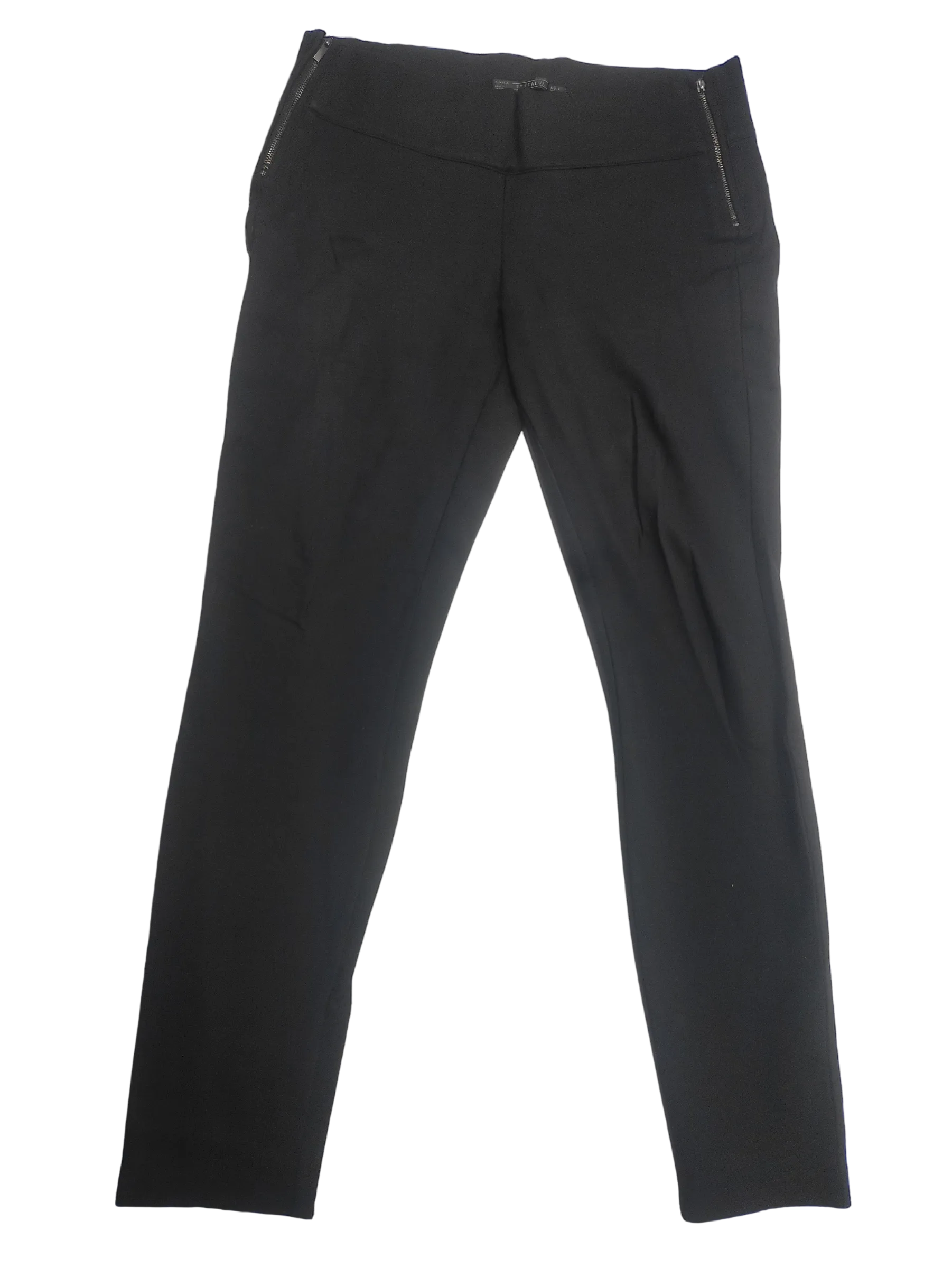 ZARA Trafaluc Women's Black Mid-Rise Skinny Ankle Pants with Exposed Zip — view 2