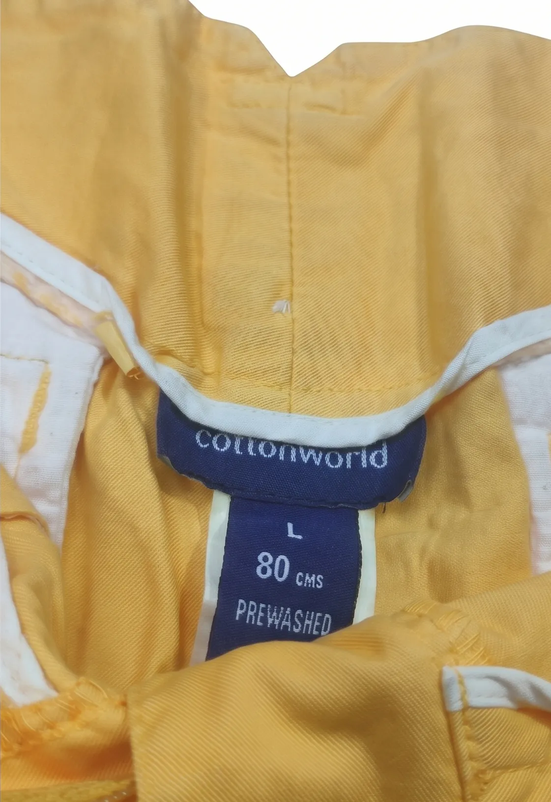 Cottonworld Women’s Yellow 100% Prewashed Cotton Chino Shorts with Pockets – Size L (80 cm) — view 3