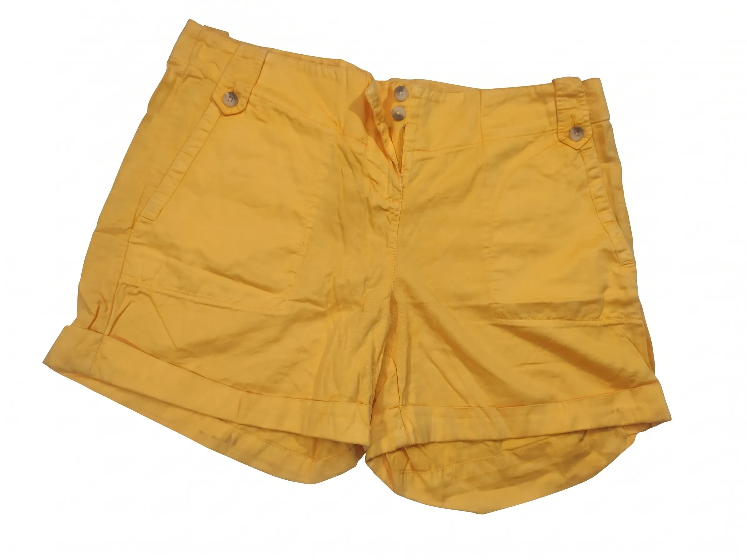 Cottonworld Women’s Yellow 100% Prewashed Cotton Chino Shorts with Pockets – Size L (80 cm) — view 2