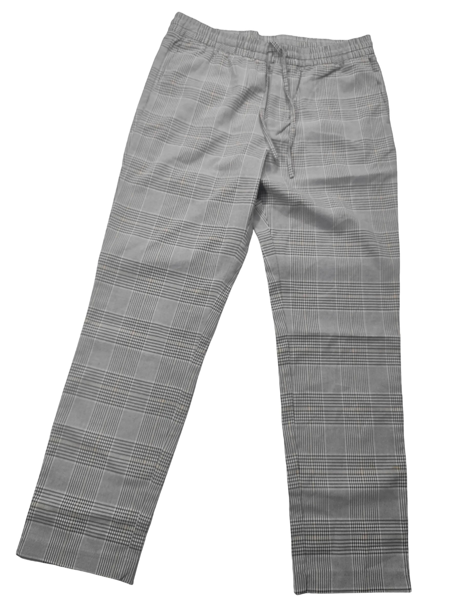 H&M Women's Slim Fit Glen Plaid Pull-On Trousers with Drawstring Waist — view 2