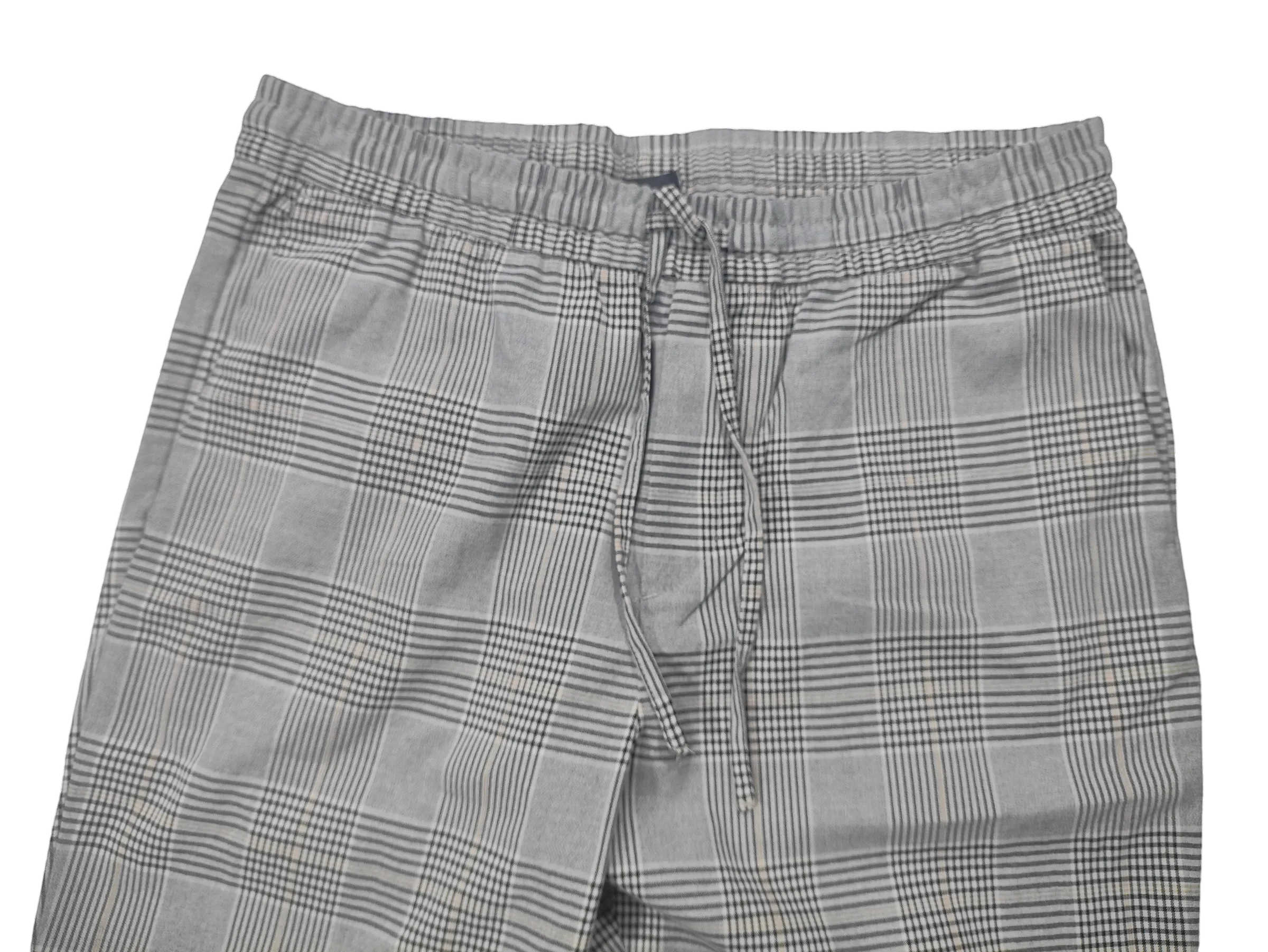 H&M Women's Slim Fit Glen Plaid Pull-On Trousers with Drawstring Waist — view 3