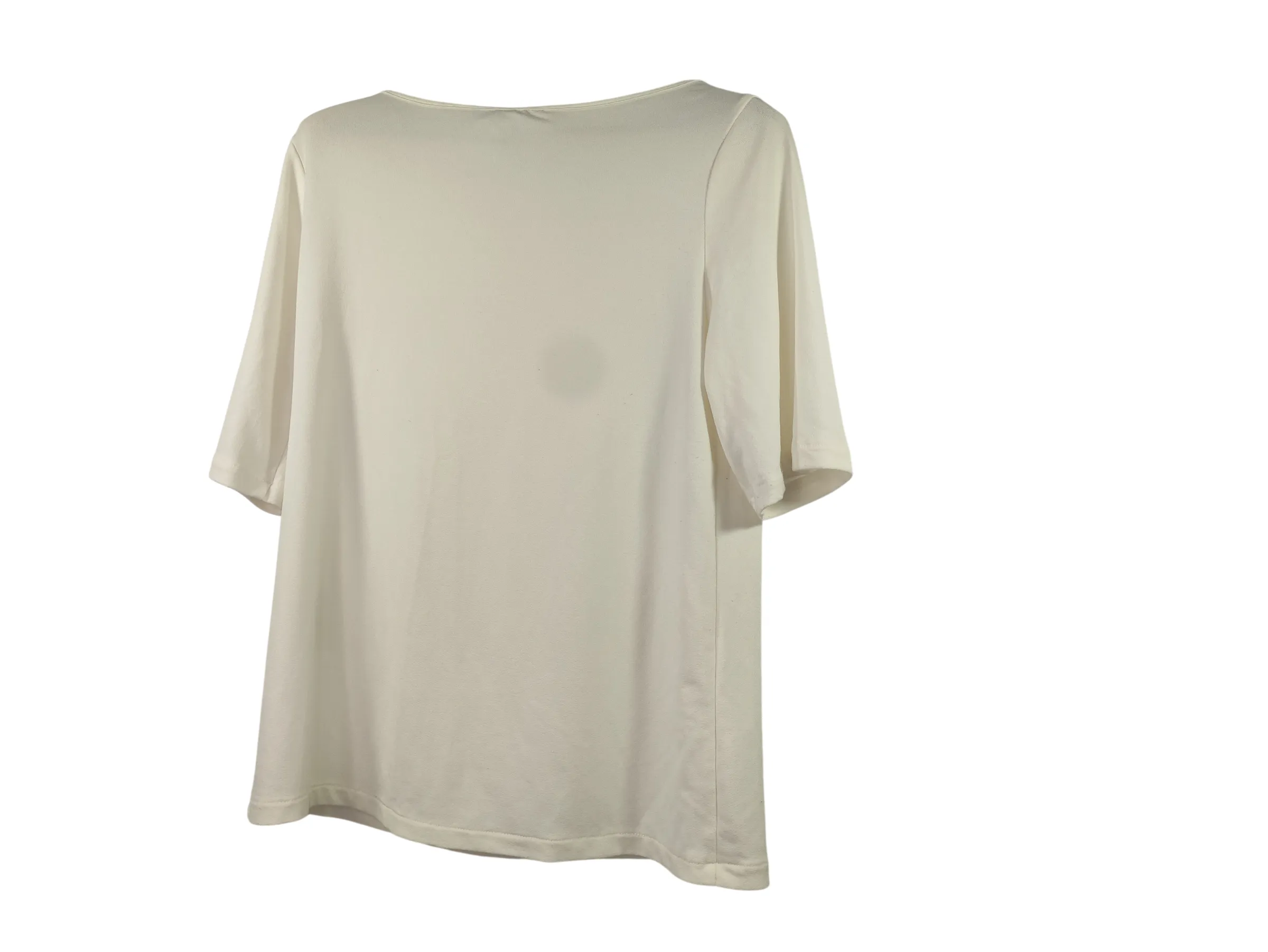 H&M Women's Off-White Pleated Scoop Neck Half-Sleeve Blouse Top (Size XS) — view 5