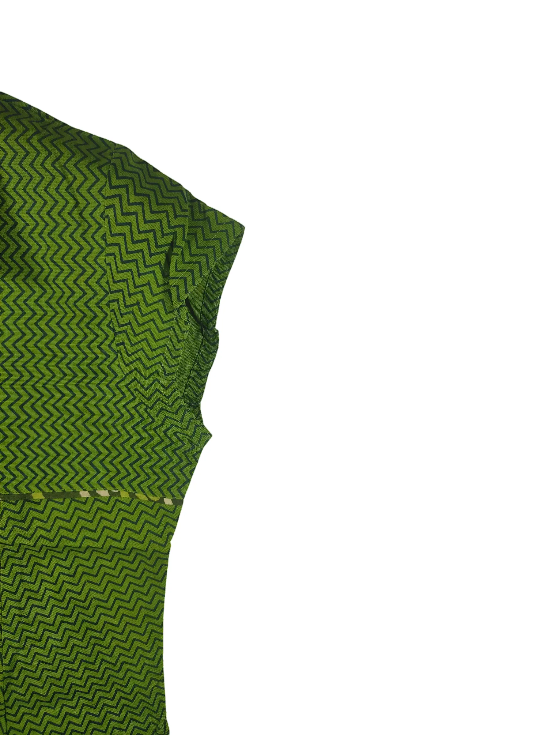 GLOBUS Women Green Chevron Printed Extended-Sleeve Cotton Top — view 4