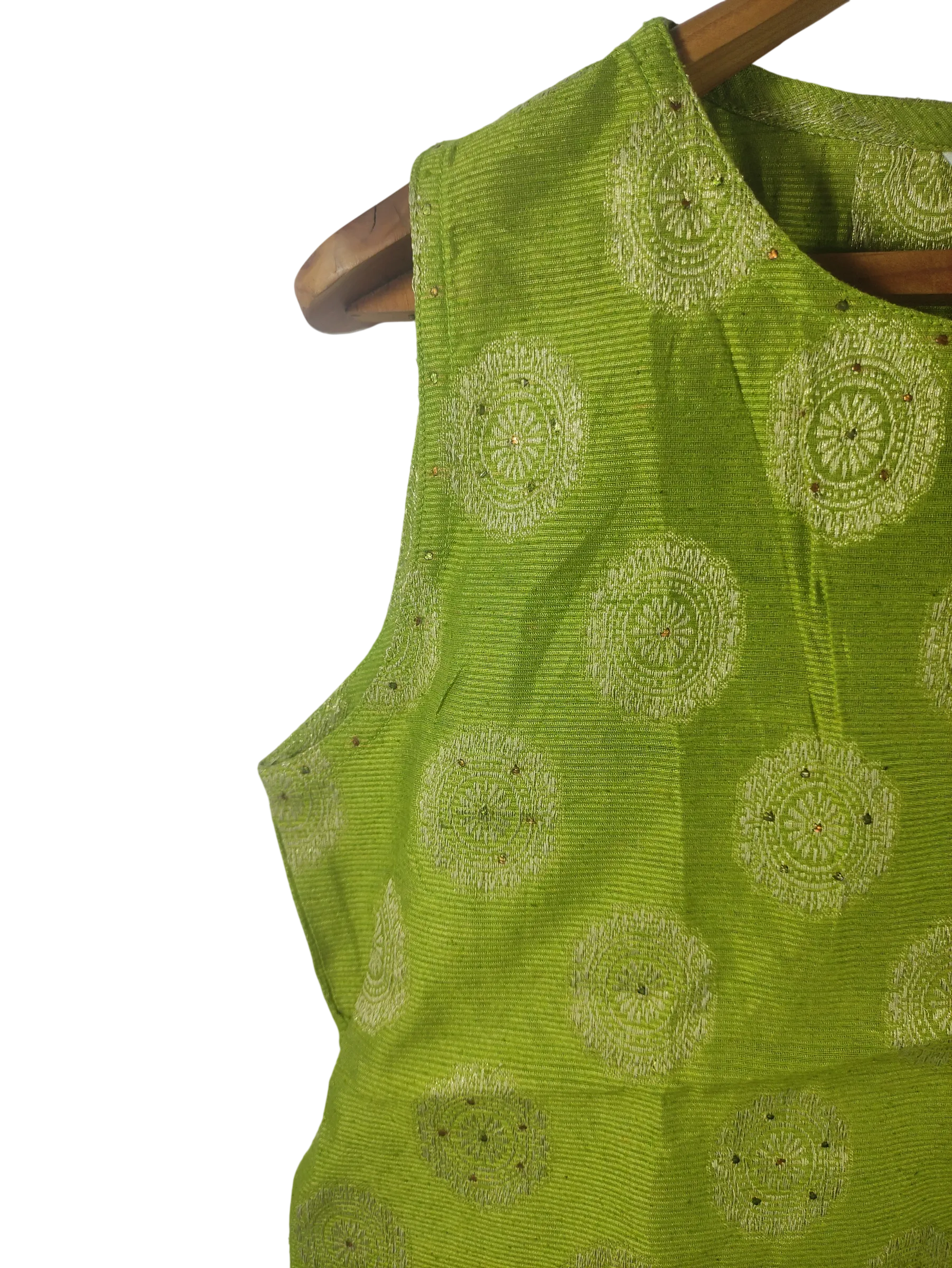 Globus Sleeveless Lime Green Mandala Print Fusion Top with Pleat Detail for Women — view 5