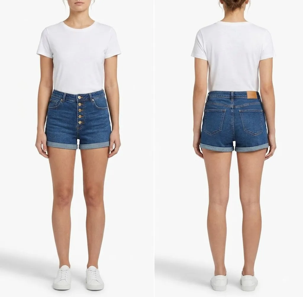 Zara Trafaluc Women's High-Rise Button-Fly Cuffed Denim Shorts