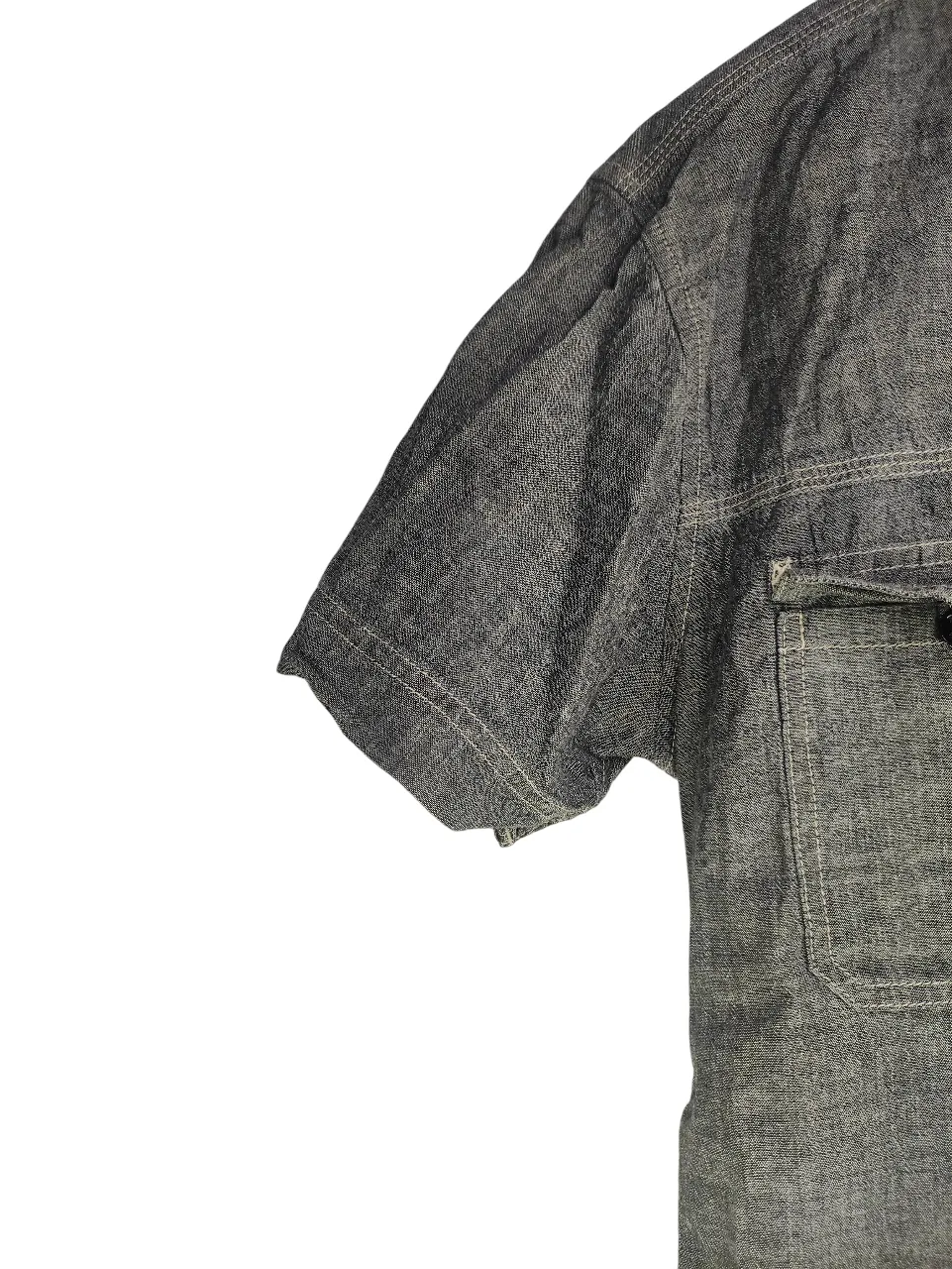 Lee Men's Vintage Dark Grey Chambray Short-Sleeve Work Shirt — view 6