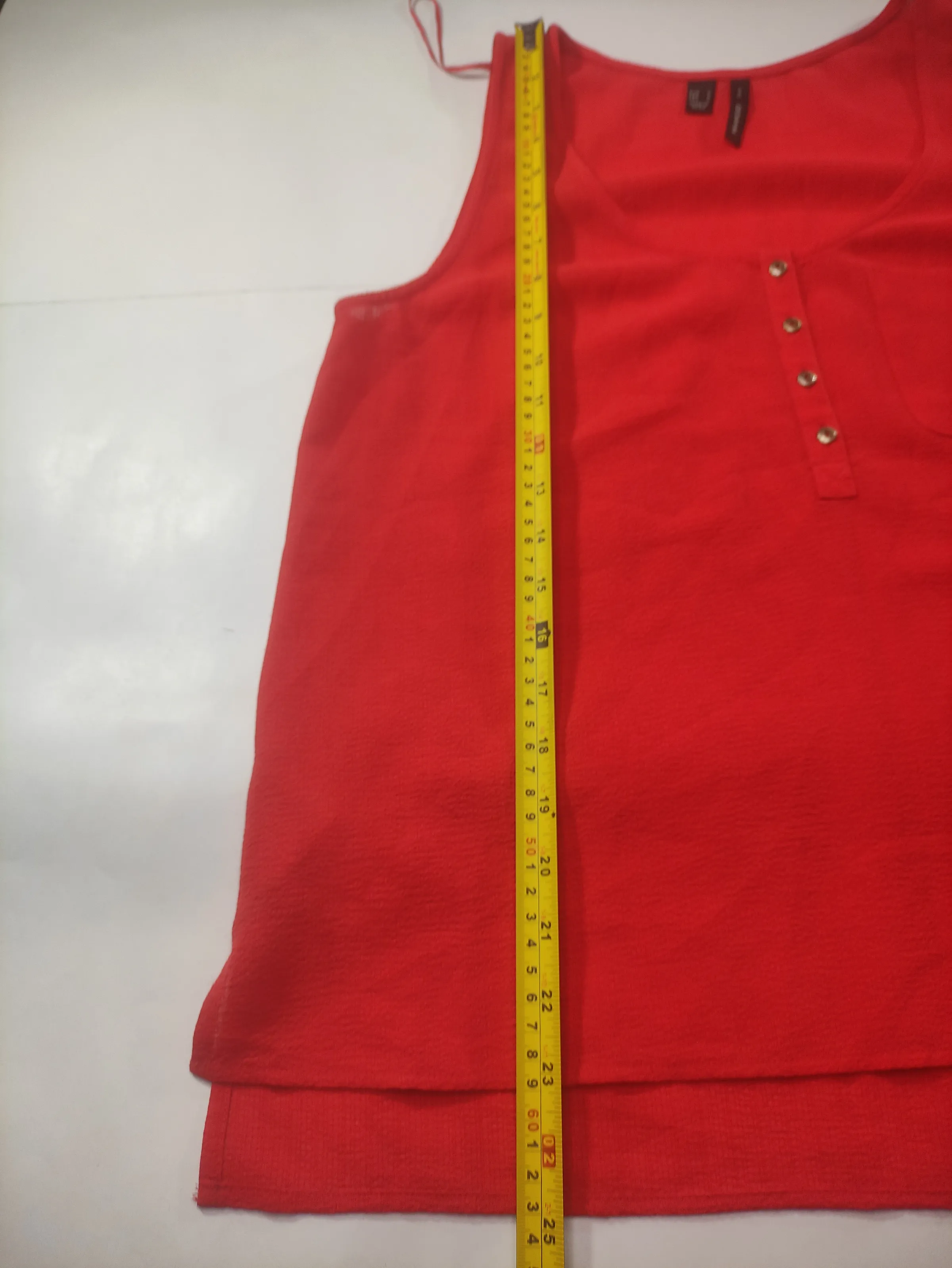 MANGO Women's Bright Red Scoop Neck Button-Front Sleeveless Tank Top — view 8
