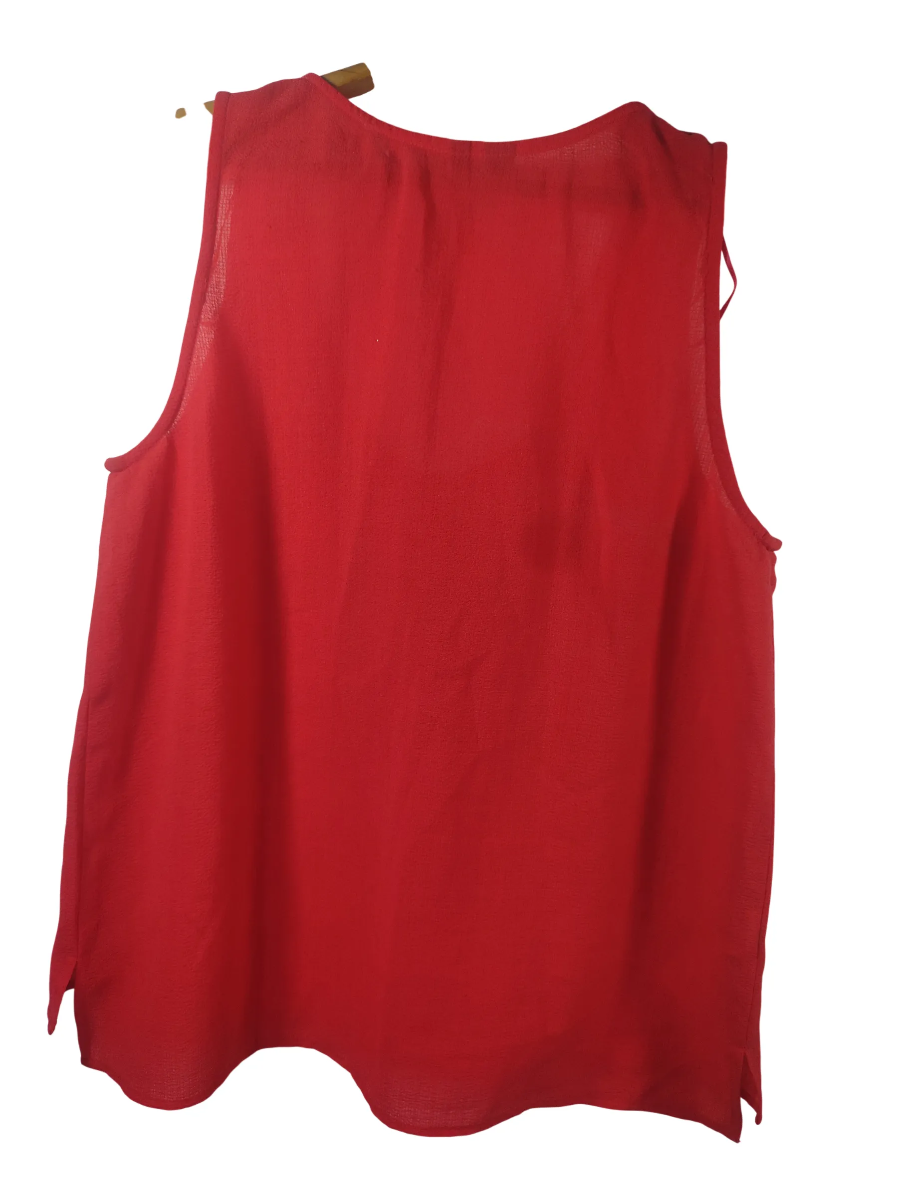 MANGO Women's Bright Red Scoop Neck Button-Front Sleeveless Tank Top — view 6