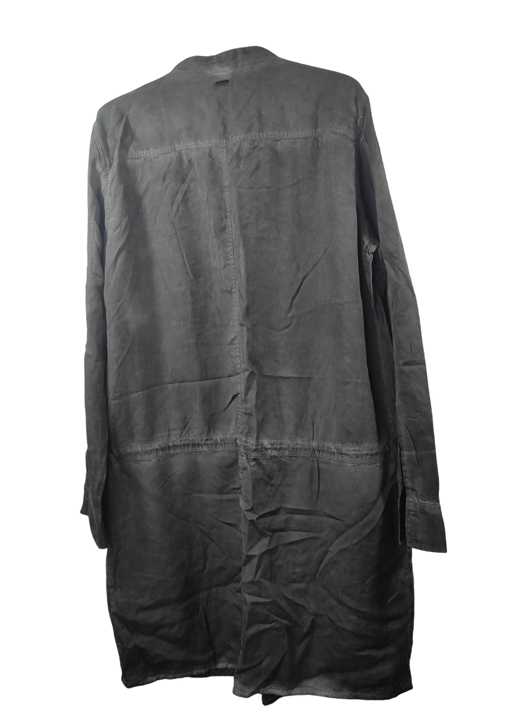 Wrangler Women's Washed Grey Long-Sleeve Utility Shirt Dress with Drawstring Waist — view 6