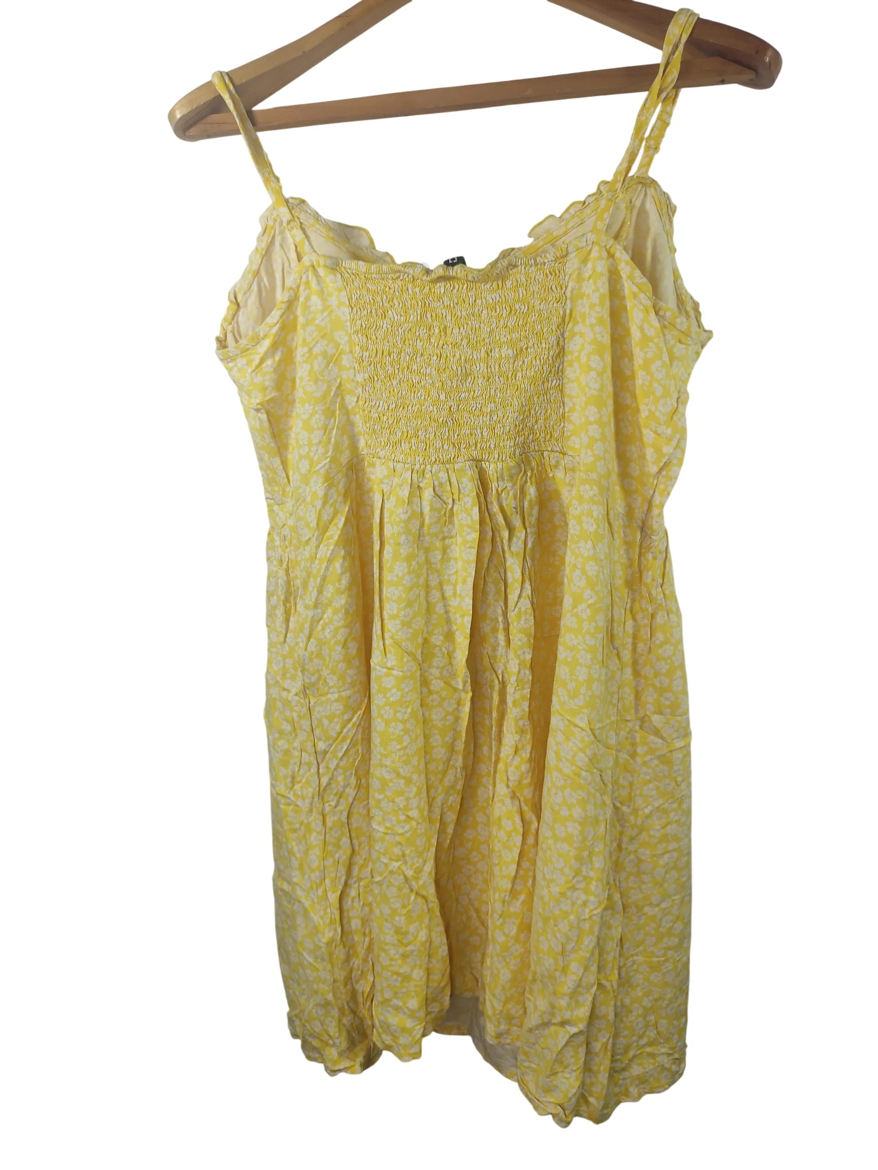 H&M DIVIDED Women's Yellow Floral Ruffled Spaghetti Strap Mini Sundress — view 5