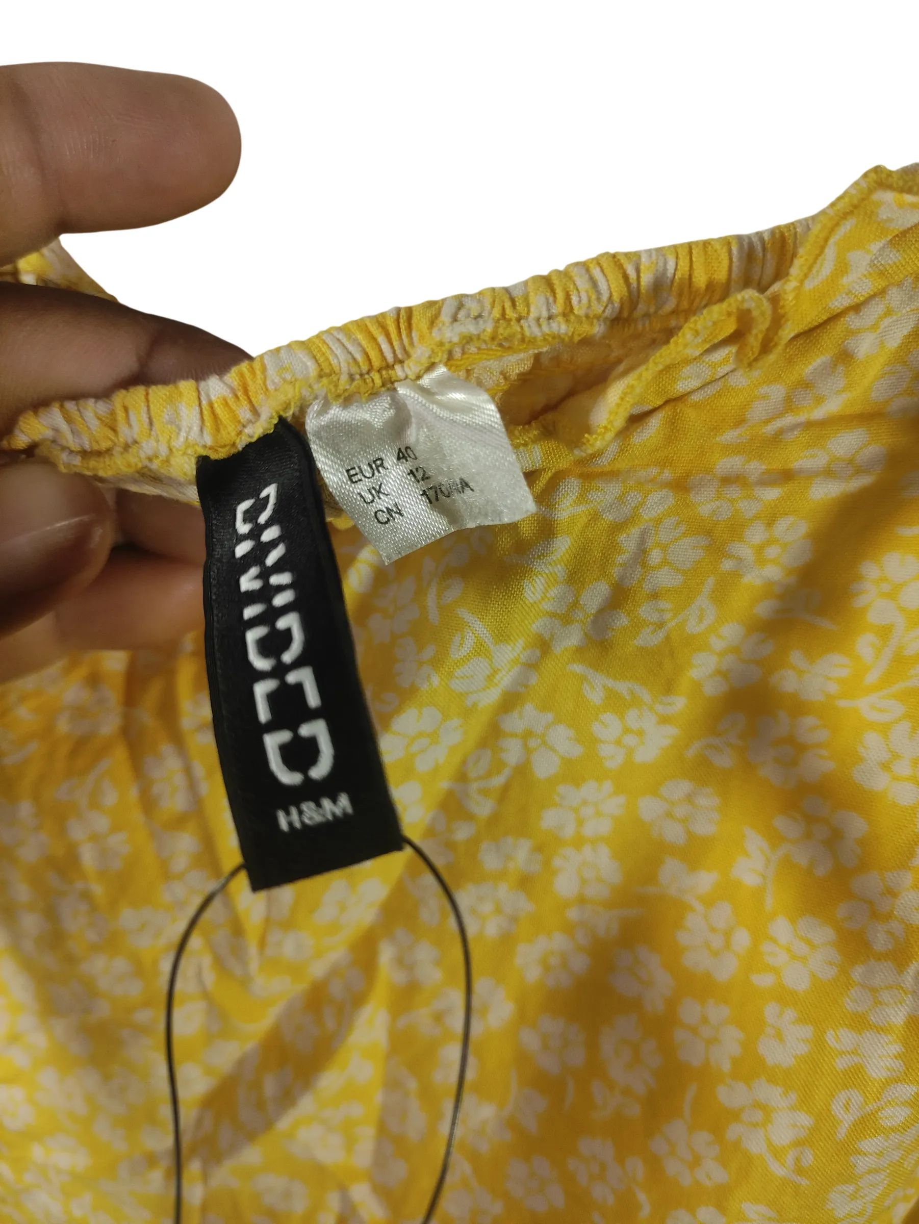 H&M DIVIDED Women's Yellow Floral Ruffled Spaghetti Strap Mini Sundress — view 4