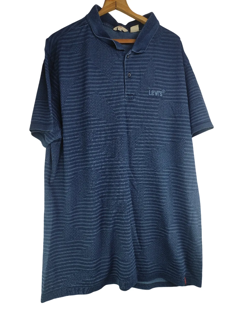 Levi's Men's Blue Striped Jacquard Knit Polo T-Shirt — view 8