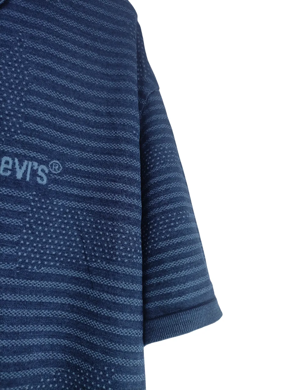 Levi's Men's Blue Striped Jacquard Knit Polo T-Shirt — view 5