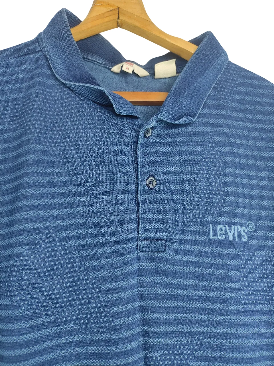 Levi's Men's Blue Striped Jacquard Knit Polo T-Shirt — view 7