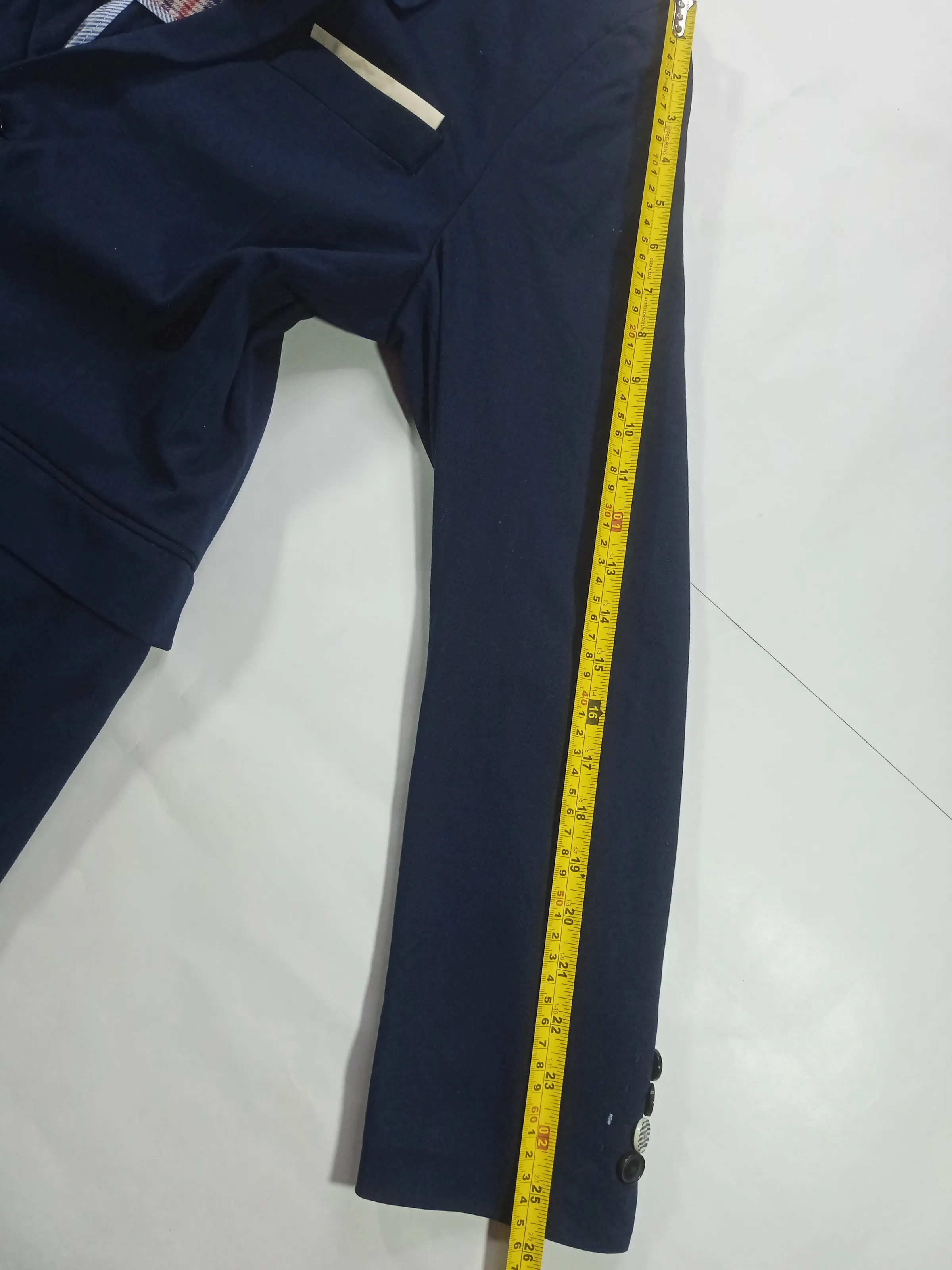 Zara Men's Slim Fit Navy Blue Casual Blazer with Checkered Lining — view 6