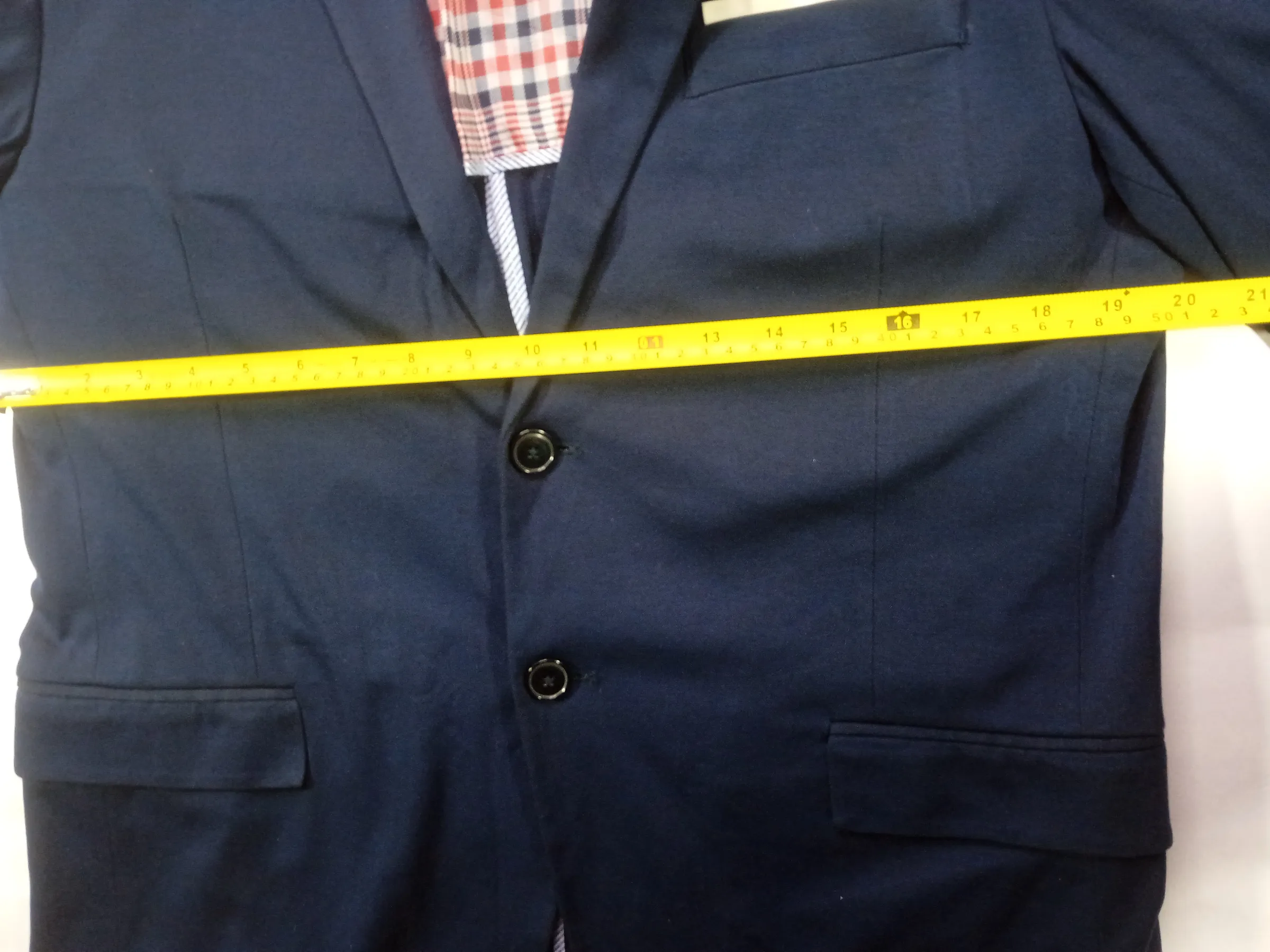 Zara Men's Slim Fit Navy Blue Casual Blazer with Checkered Lining — view 8