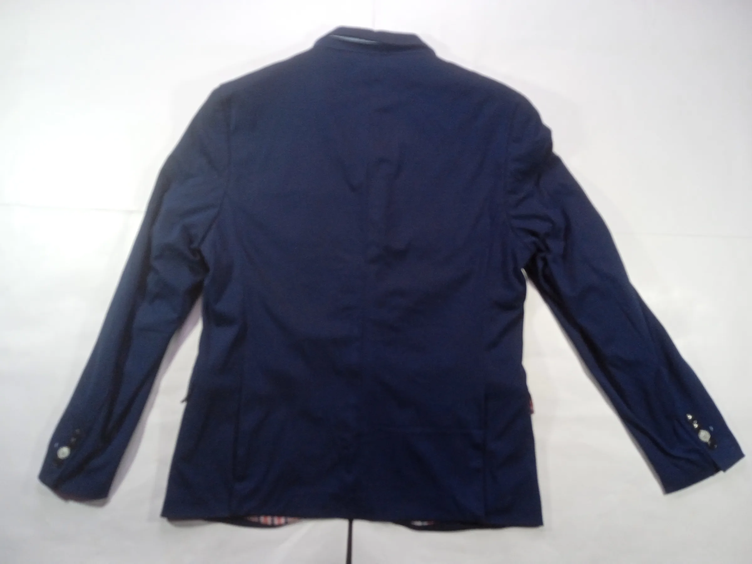 Zara Men's Slim Fit Navy Blue Casual Blazer with Checkered Lining — view 11
