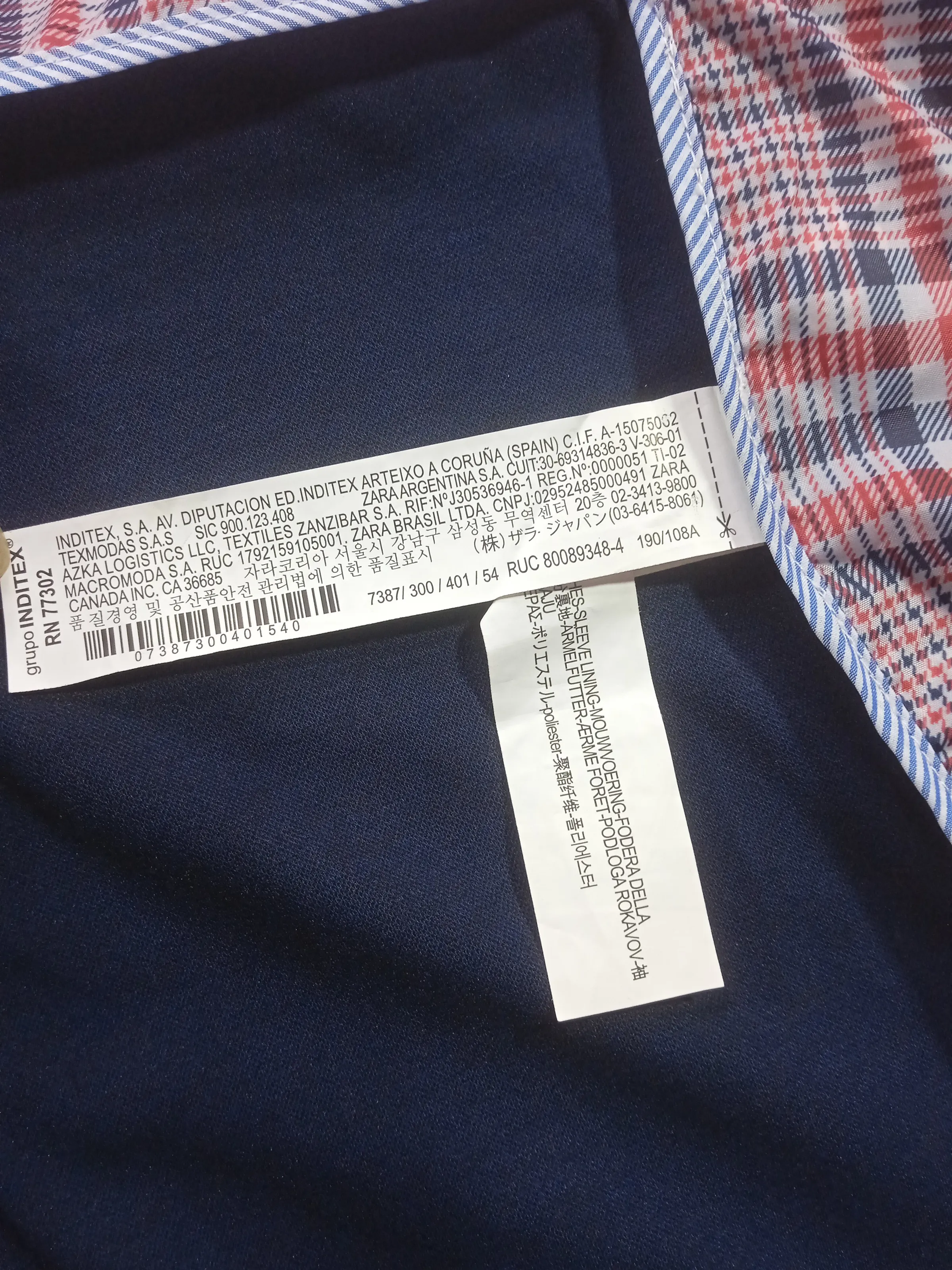 Zara Men's Slim Fit Navy Blue Casual Blazer with Checkered Lining — view 10