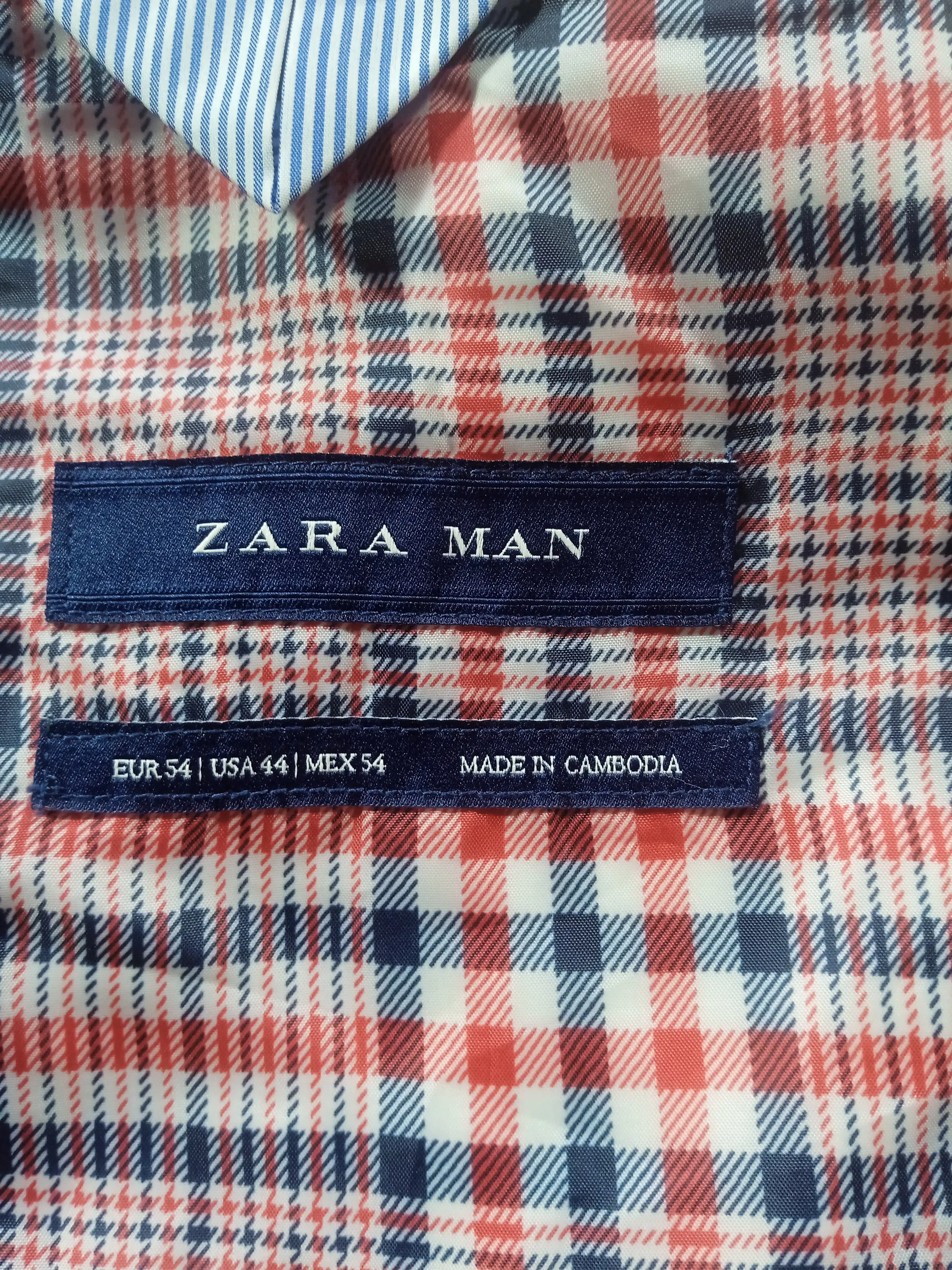 Zara Men's Slim Fit Navy Blue Casual Blazer with Checkered Lining — view 9