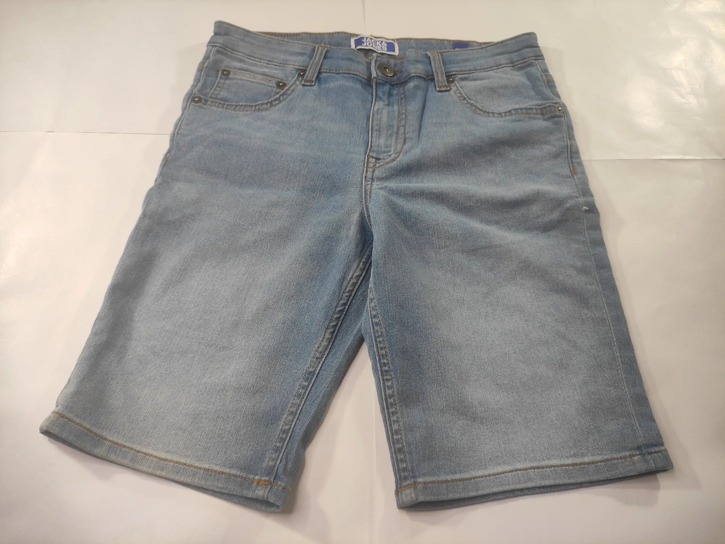 JACK & JONES Junior Boys Light Blue Washed Regular Fit Denim Shorts (13-14 Years) — view 2