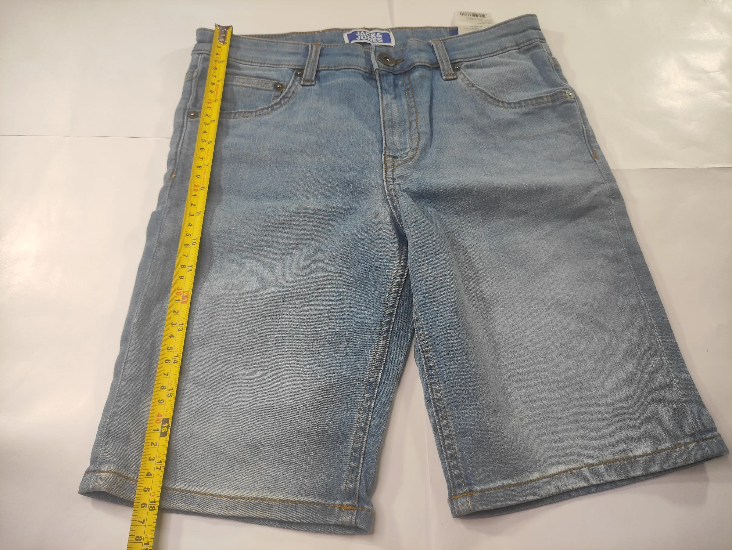 JACK & JONES Junior Boys Light Blue Washed Regular Fit Denim Shorts (13-14 Years) — view 8