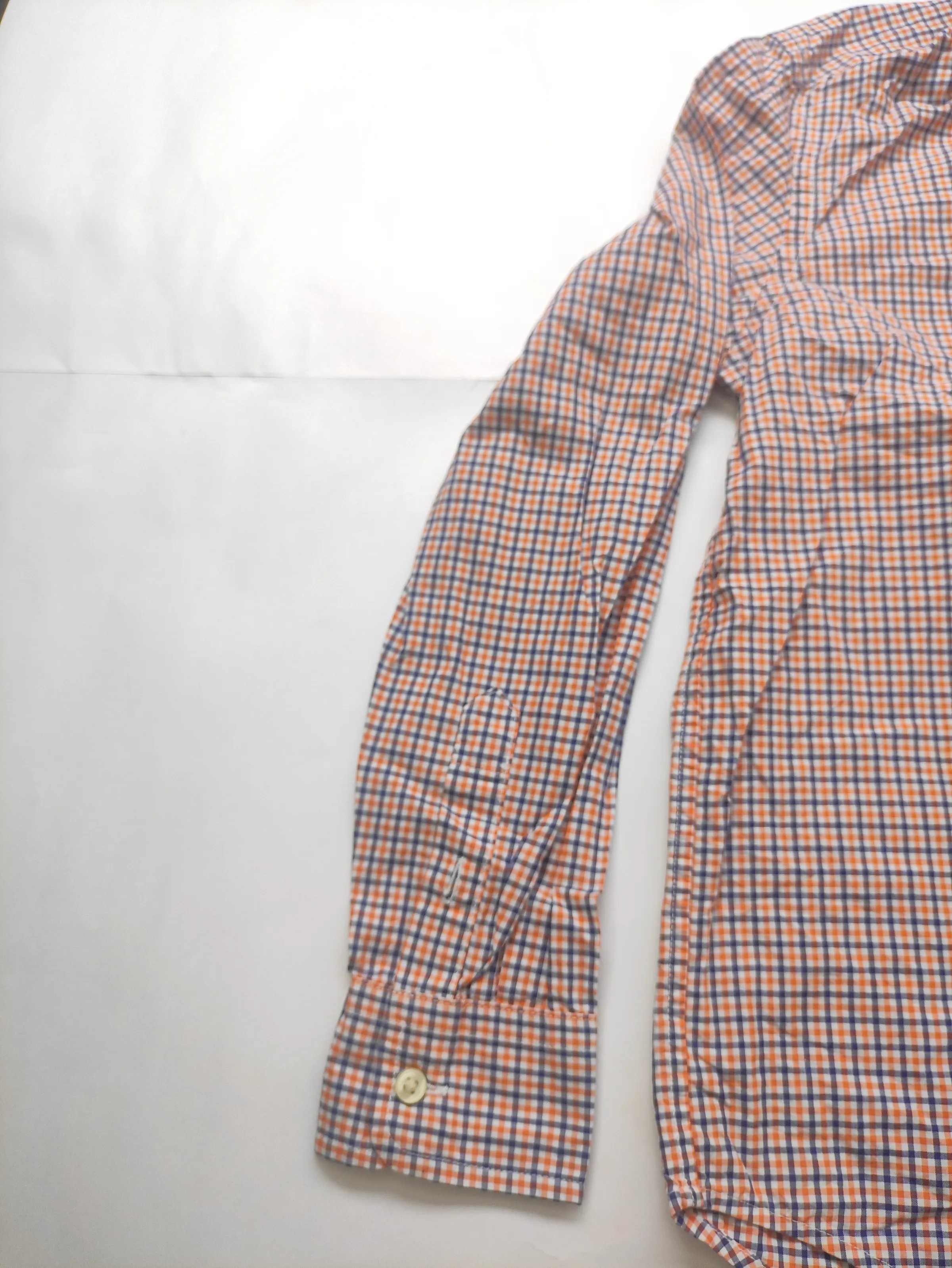 Ralph Lauren Boys Orange & Navy Blue Plaid Long-Sleeve Button-Down Shirt (Size M 10-12) — view 5
