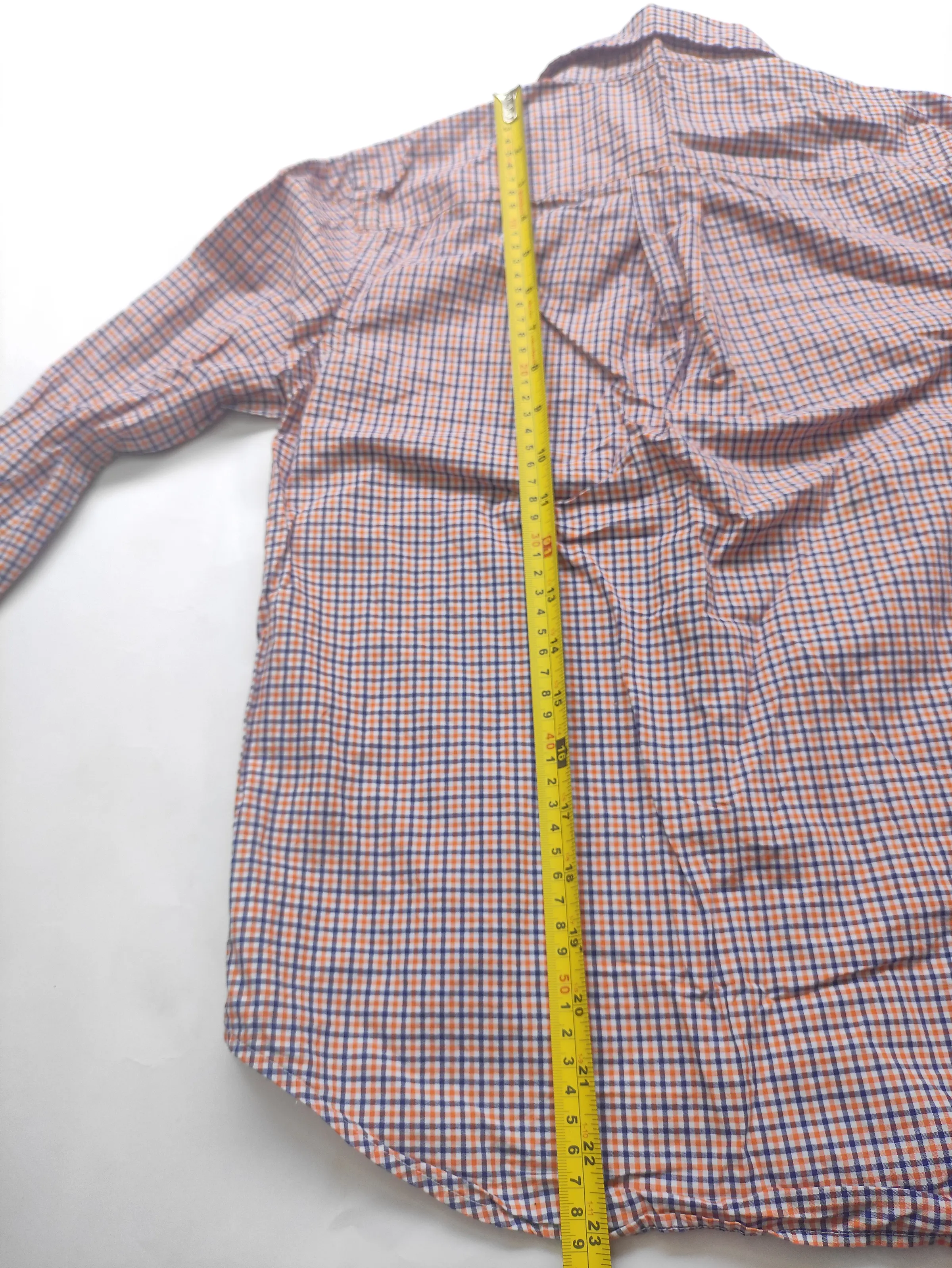 Ralph Lauren Boys Orange & Navy Blue Plaid Long-Sleeve Button-Down Shirt (Size M 10-12) — view 10