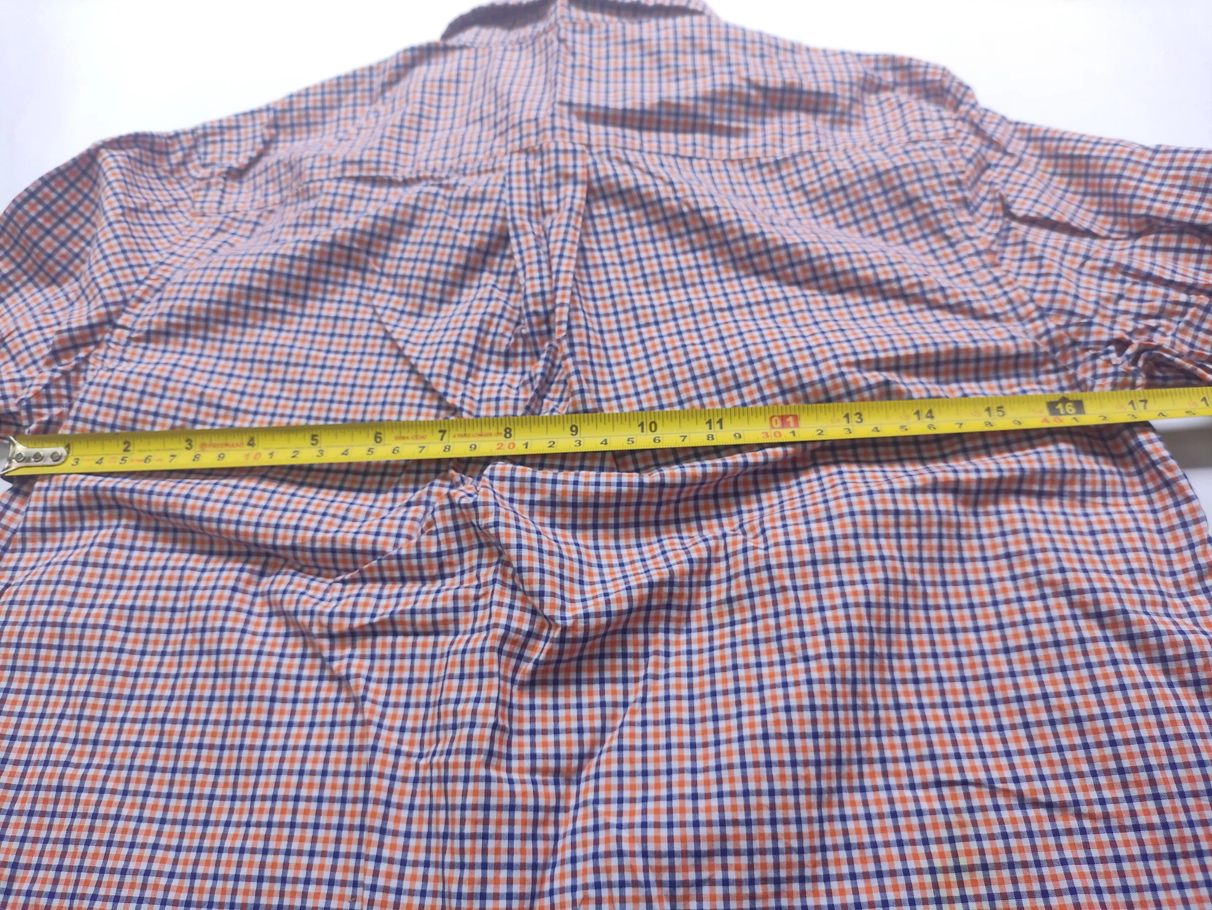 Ralph Lauren Boys Orange & Navy Blue Plaid Long-Sleeve Button-Down Shirt (Size M 10-12) — view 9